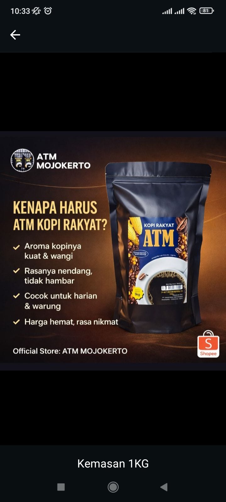 Kopi sorgum unggulan ada di shopee